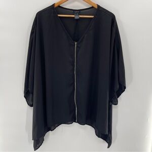 Torrid Sheer Black Zip Up Front Asymmetrical Blouse Size 2X